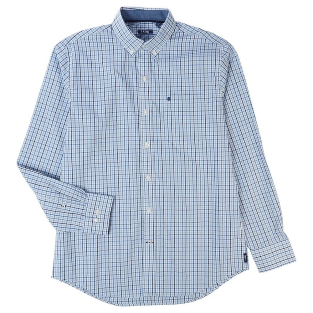 ❤️ 🆕 IZOD Men's White and Blue Dress Shirt Size XL
